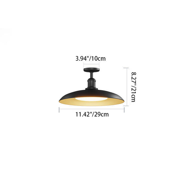 Outdoor Modern Black Metal Flush Mount Ceiling Light