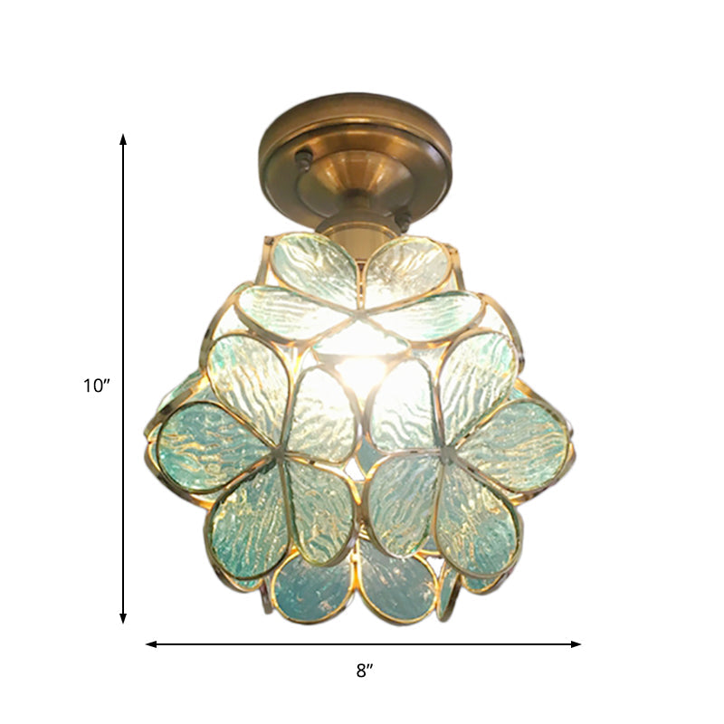Floral Glass Semi-Flush Ceiling Light