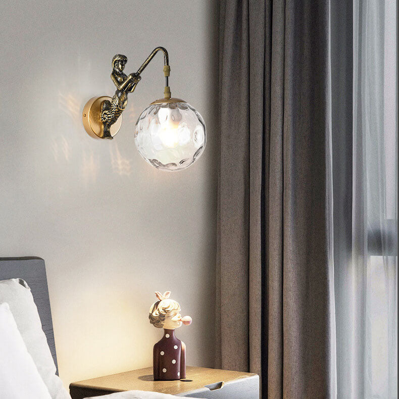 Vintage Mermaid Globe Wall Sconce