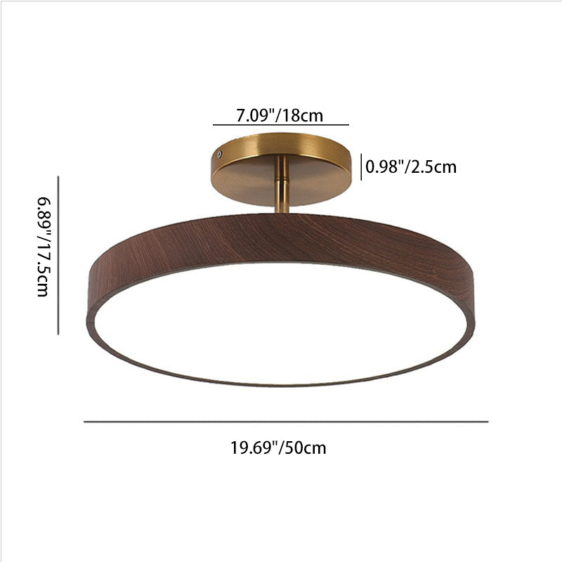 Modern Wood Grain Round LED Ceiling Light