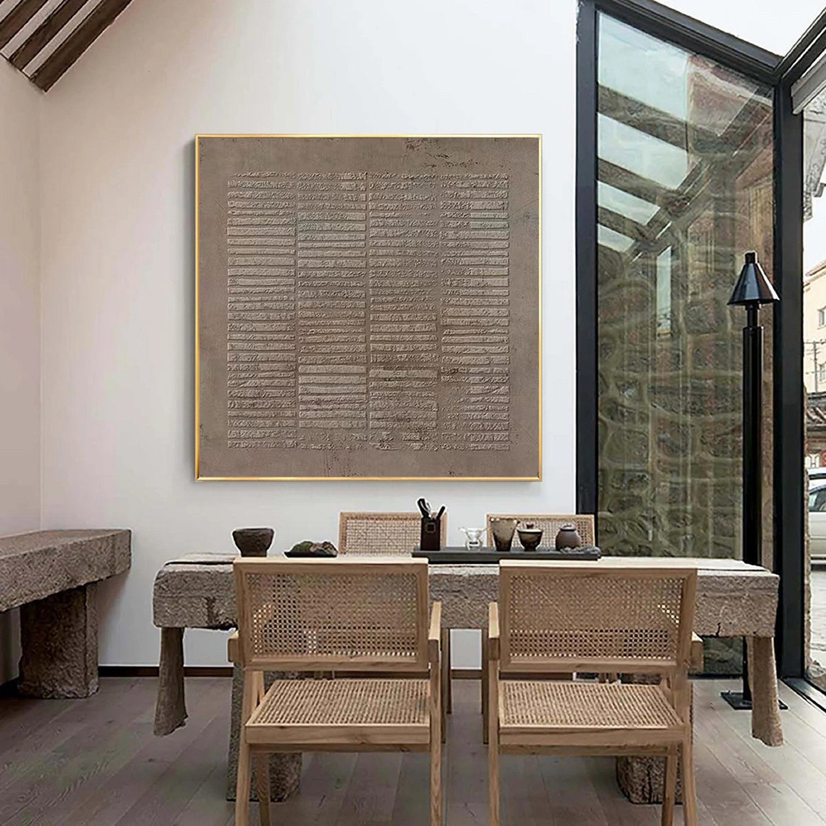 Textured Grid Canvas Painting