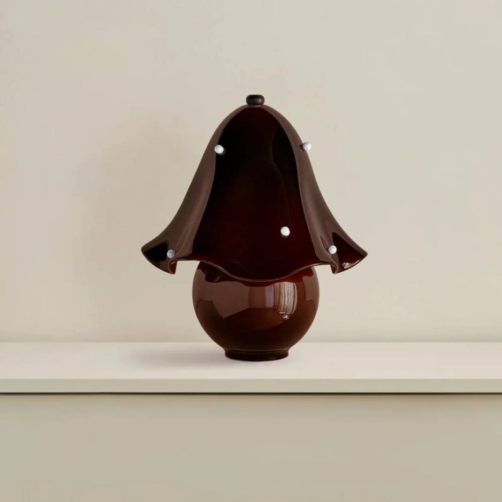 Lumera White Glass Table Lamp with Copper Accent