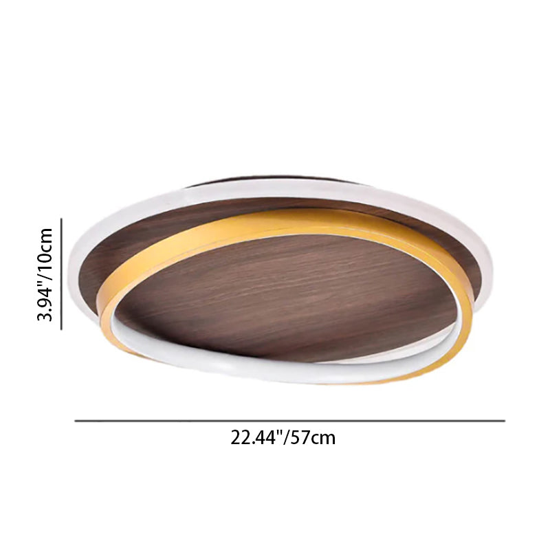 Modern Walnut Ring LED Ceiling Light