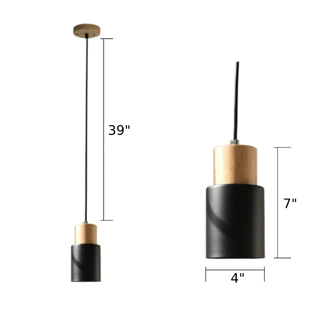 Scandinavian Minimalist Wood Cylinder Pendant Light