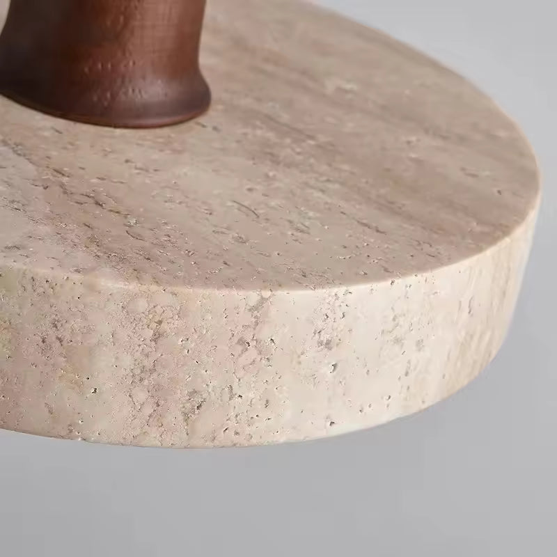 Travora Stone Disk Pendant Light with Wood Accent