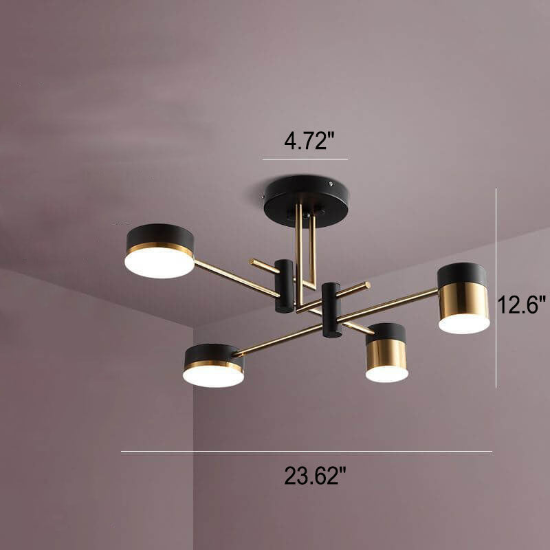 Modern Black Gold Multi-Light Ceiling Fixture