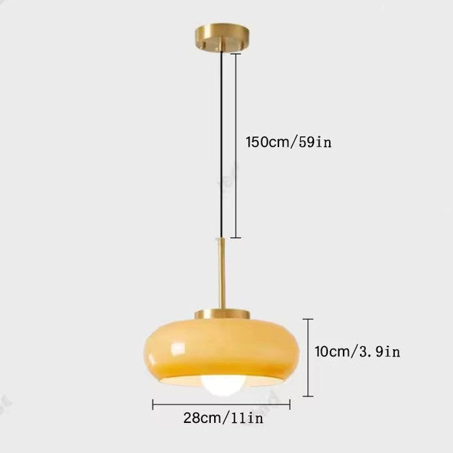 Milora Nordic Milk Glass Pendant Light with Copper Accent