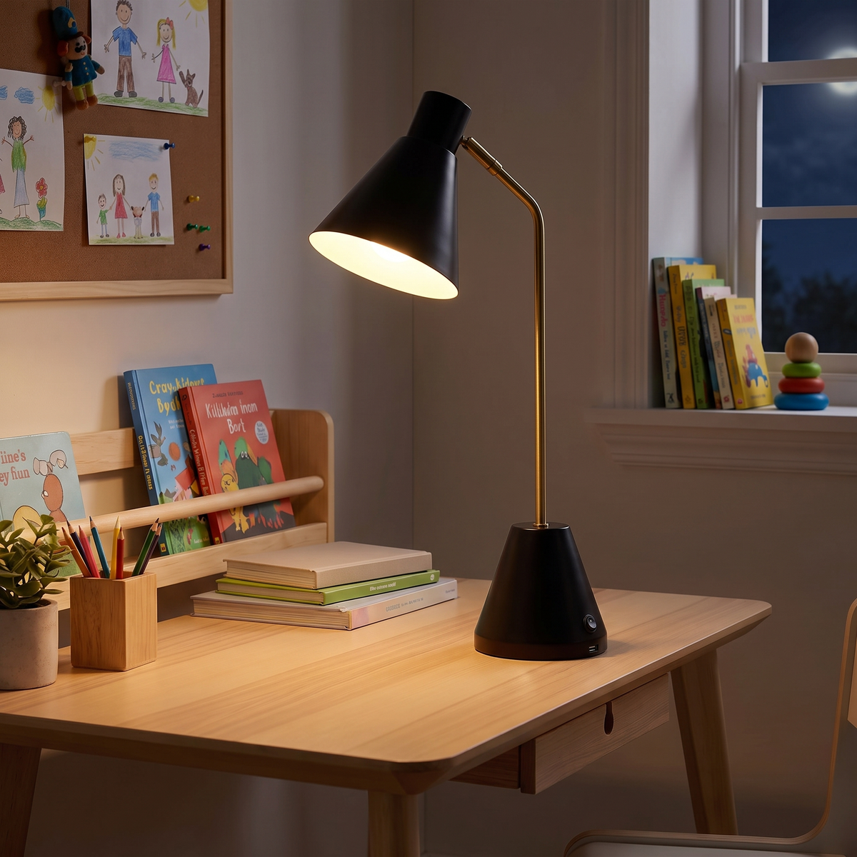 Ambia USB Desk Lamp – glowing at night