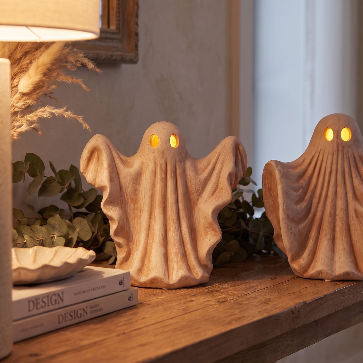 Terracotta LED Ghosts – Set of 2 – close-up detail