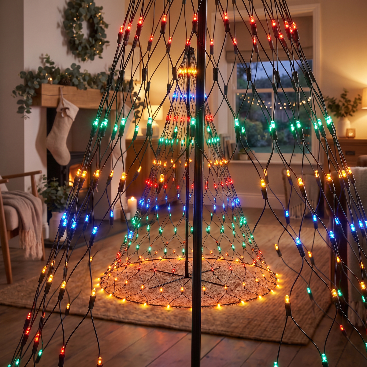 Rainbow LED Tree Net Light – 165 x 115cm – close-up detail