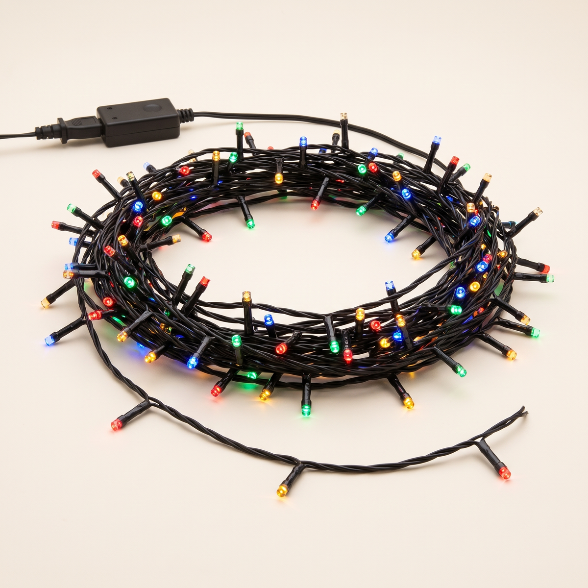 Multicolour LED Fairy Christmas Lights – 20m, 200 LED – studio view