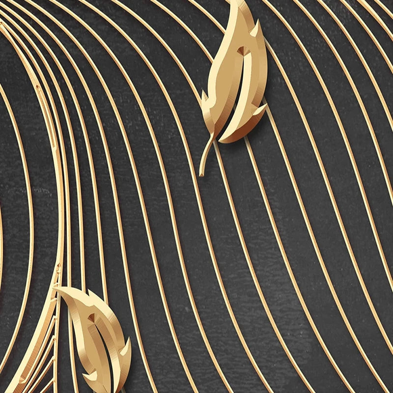 Flow Line Leaf Wallpaper