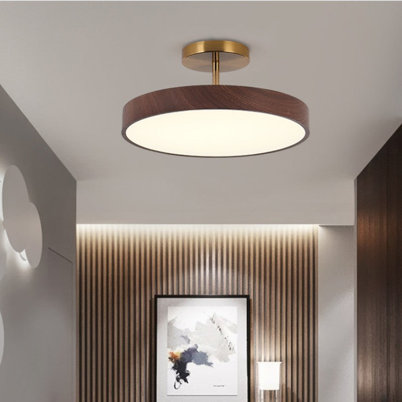 Modern Wood Grain Round LED Ceiling Light