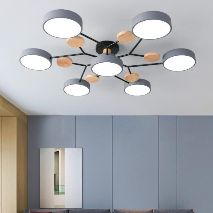 Scandinavian Modern Multi-Light LED Semi-Flush Ceiling Light