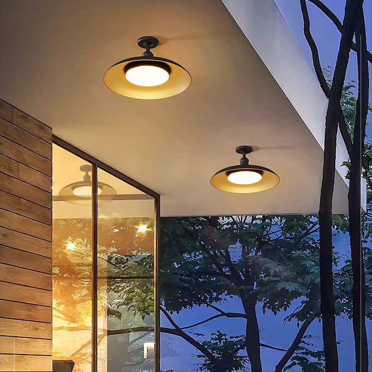Outdoor Modern Black Metal Flush Mount Ceiling Light