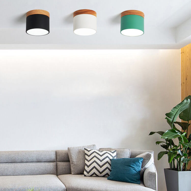 Modern Nordic Wood Accent LED Ceiling Light