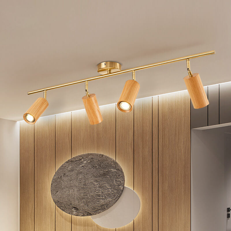 Modern Wood Cylinder Spotlight Ceiling Light