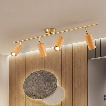 Modern Wood Cylinder Spotlight Ceiling Light