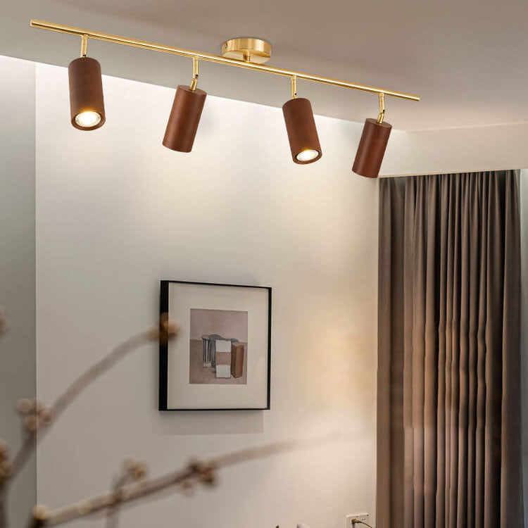 Modern Wood Cylinder Spotlight Ceiling Light