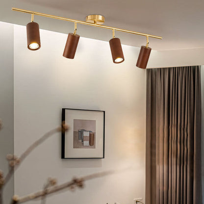 Modern Wood Cylinder Spotlight Ceiling Light