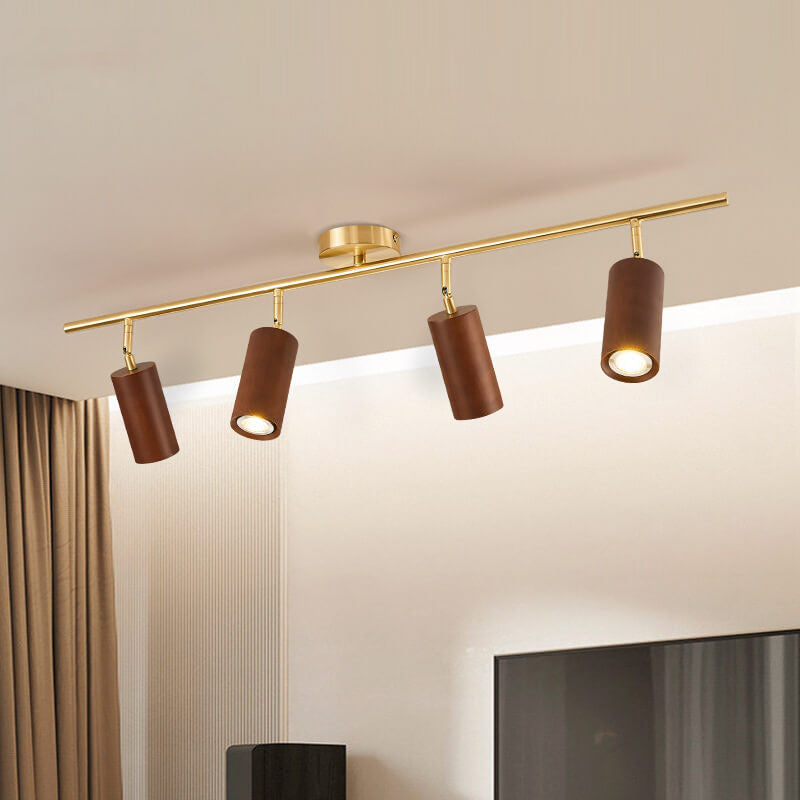 Modern Wood Cylinder Spotlight Ceiling Light