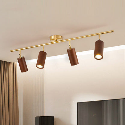 Modern Wood Cylinder Spotlight Ceiling Light