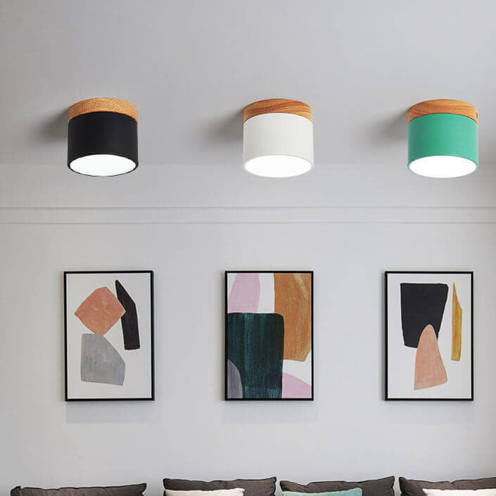 Modern Nordic Wood Accent LED Ceiling Light