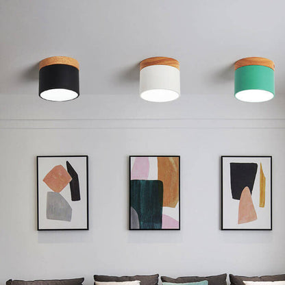 Modern Nordic Wood Accent LED Ceiling Light