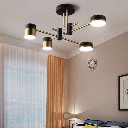 Modern Black Gold Multi-Light Ceiling Fixture