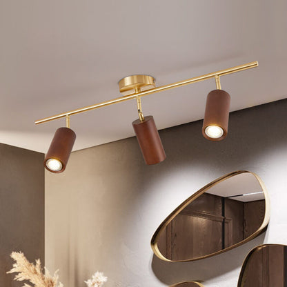 Modern Wood Cylinder Spotlight Ceiling Light