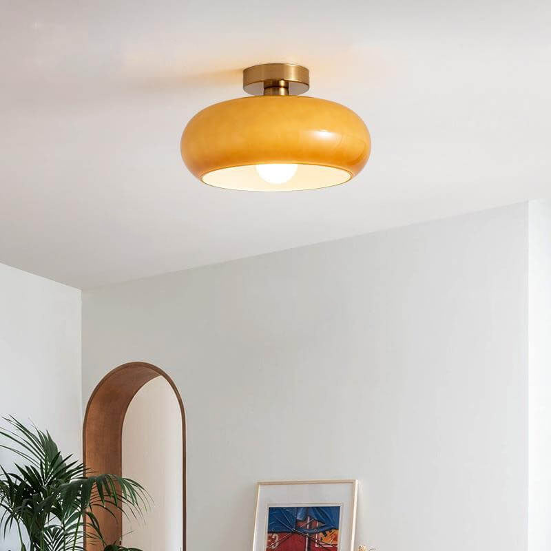 Modern Retro Amber Glass Ceiling Light