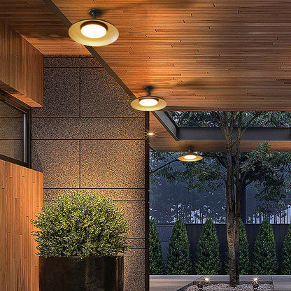 Outdoor Modern Black Metal Flush Mount Ceiling Light