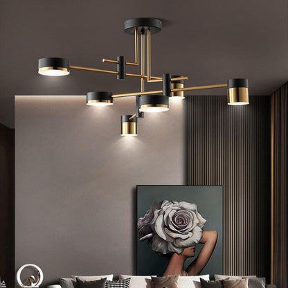 Modern Black Gold Multi-Light Ceiling Fixture
