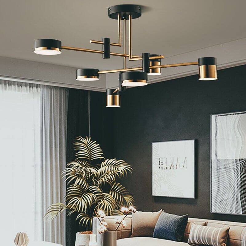 Modern Black Gold Multi-Light Ceiling Fixture