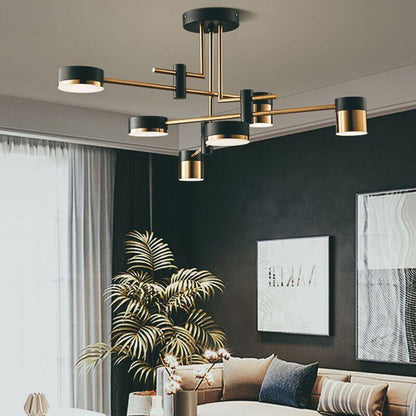 Modern Black Gold Multi-Light Ceiling Fixture