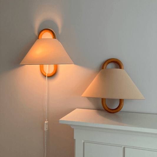 Wood Frame Fabric Shade Wall Lamp