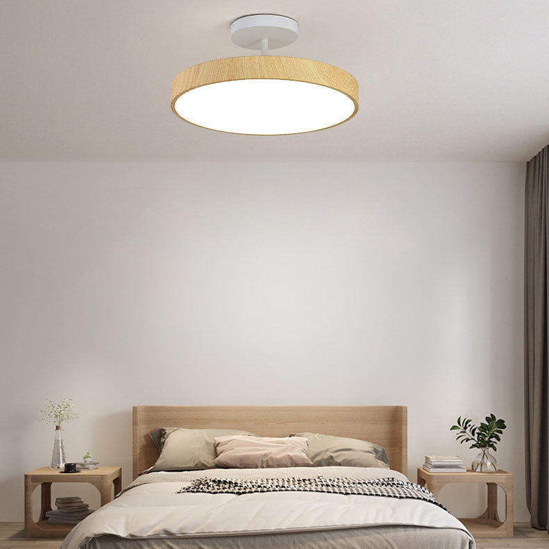 Modern Wood Grain Round LED Ceiling Light