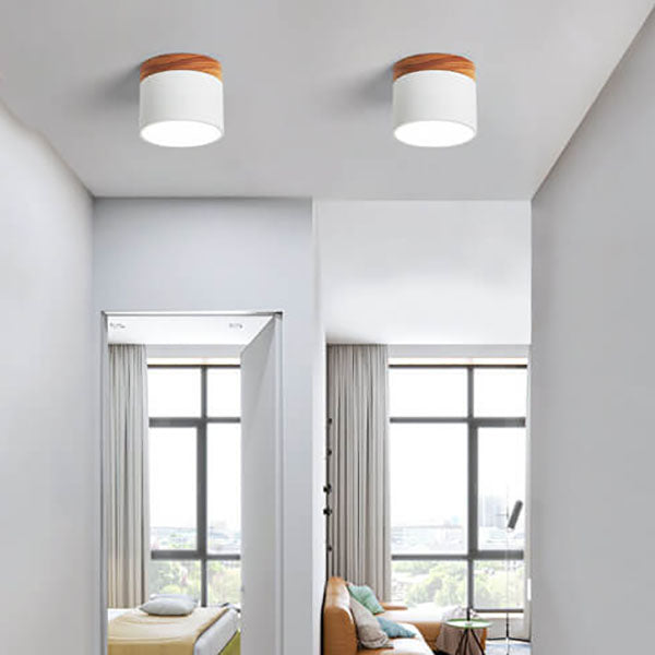 Modern Nordic Wood Accent LED Ceiling Light