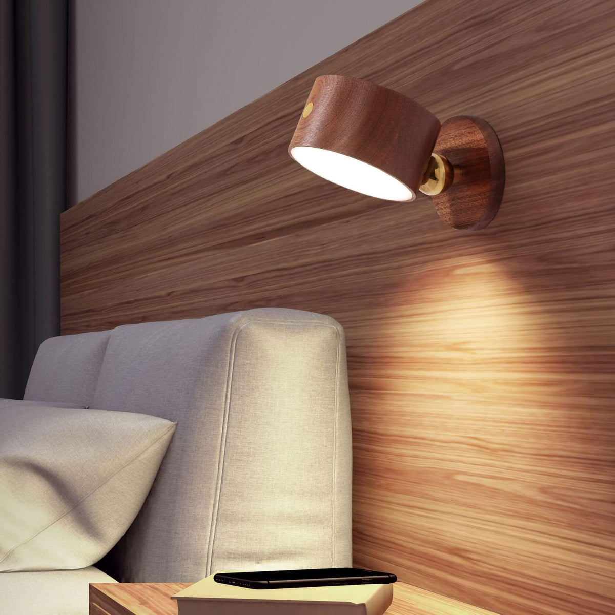 Rechargeable Wooden LED Wall Light