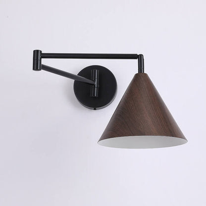 Wood Cone Swing Arm Wall Light