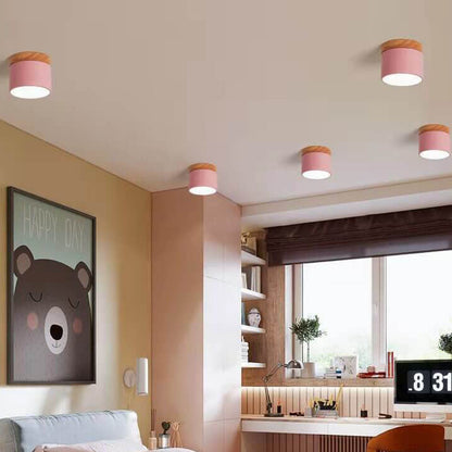 Modern Nordic Wood Accent LED Ceiling Light