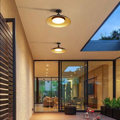 Outdoor Modern Black Metal Flush Mount Ceiling Light
