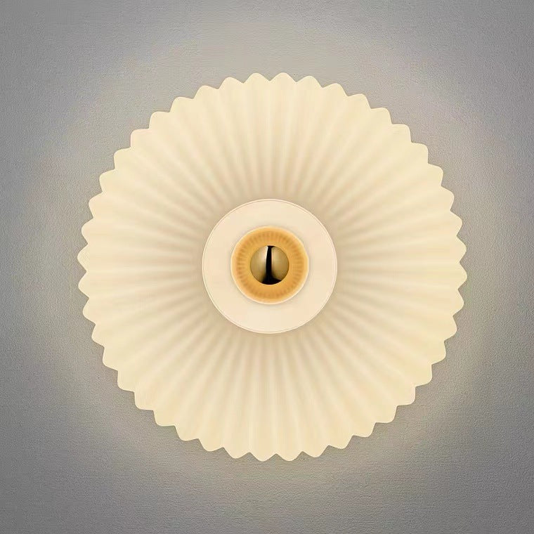 Vintage Ribbed Glass Disc Wall Light