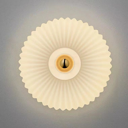 Vintage Ribbed Glass Disc Wall Light