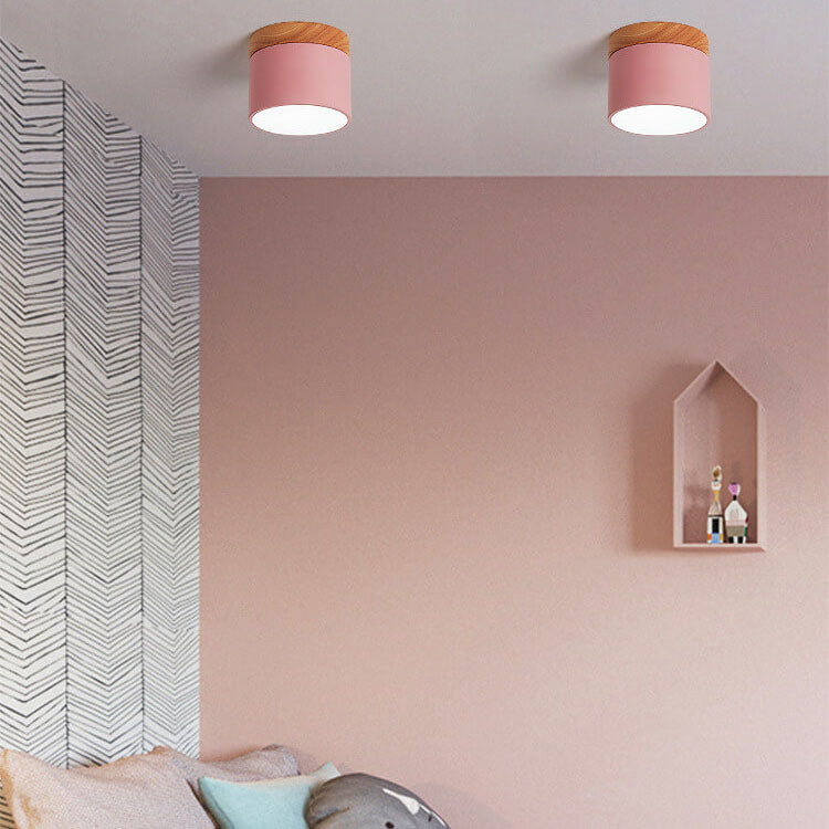 Modern Nordic Wood Accent LED Ceiling Light