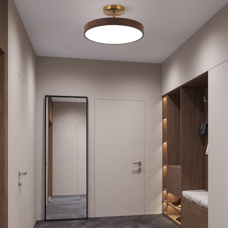 Modern Wood Grain Round LED Ceiling Light
