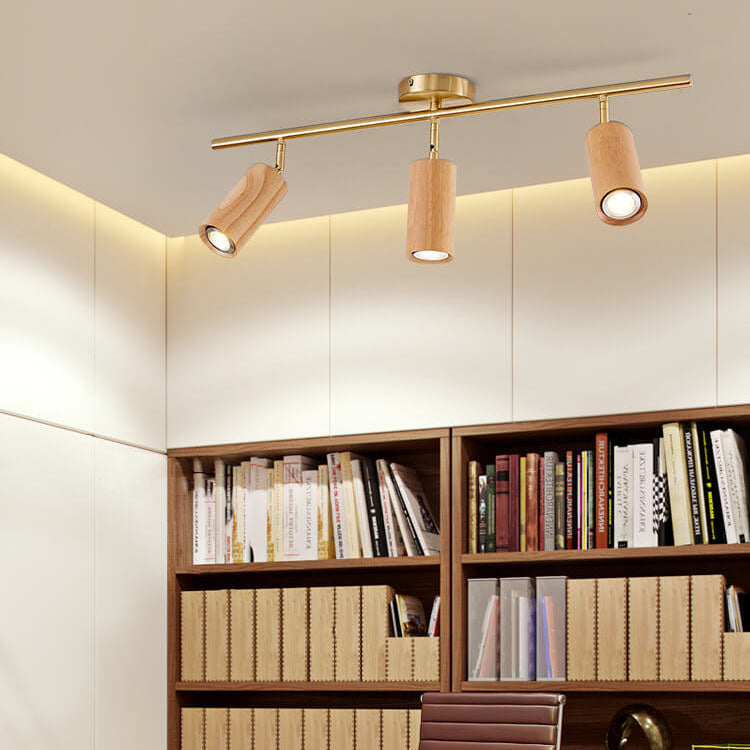 Modern Wood Cylinder Spotlight Ceiling Light
