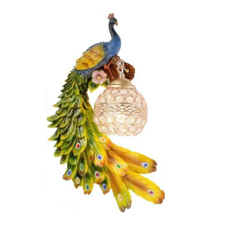 Vintage Peacock Crystal Wall Light