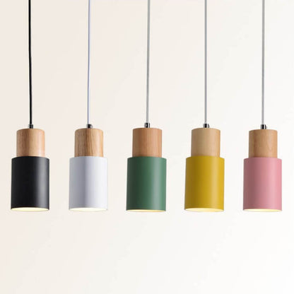 Minimalist Wood Cylinder LED Pendant Light