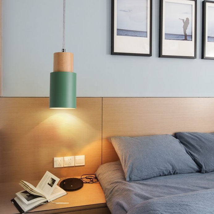 Minimalist Wood Cylinder LED Pendant Light